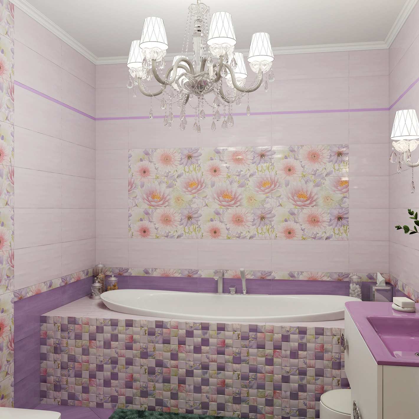 картинка Керамическая плитка Aquarelle lilac wall 02 250*600 от магазина Фристайл