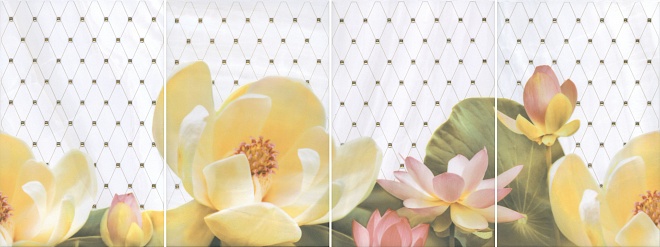 картинка Панно Летний сад HGD-A56-4x-8259 светлый, панно из 4 частей 200х300/ 800х300 от магазина Фристайл